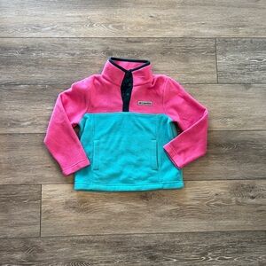 Columbia Vibrant Pink and Teal Fleece Jacket- XS 6/7